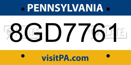 8GD7761 Pennsylvania License Plate