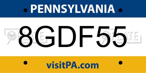 8GDF55 Pennsylvania License Plate