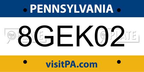 8GEK02 Pennsylvania License Plate