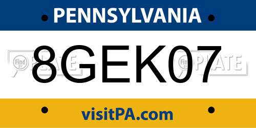 8GEK07 Pennsylvania License Plate