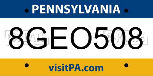 8GEO508 Pennsylvania License Plate