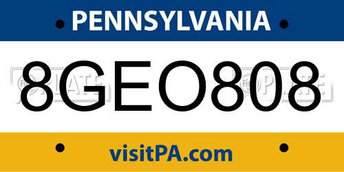 8GEO808 Pennsylvania License Plate