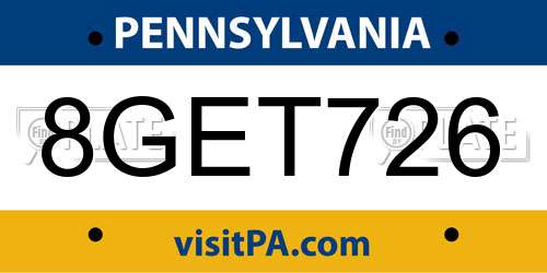 8GET726 Pennsylvania License Plate