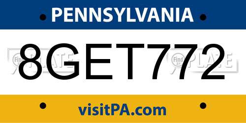8GET772 Pennsylvania License Plate