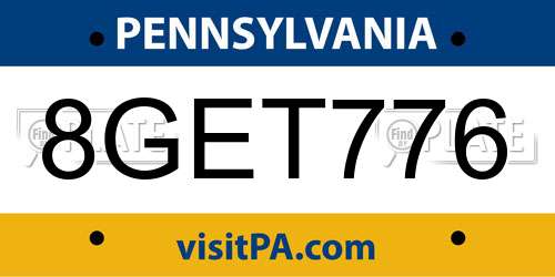 8GET776 Pennsylvania License Plate