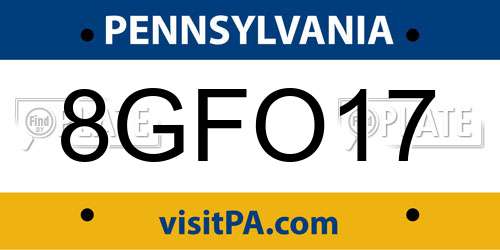 8GFO17 Pennsylvania License Plate