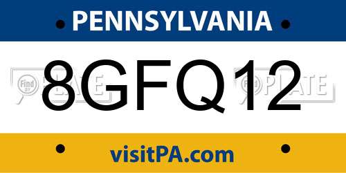 8GFQ12 Pennsylvania License Plate