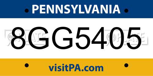 8GG5405 Pennsylvania License Plate