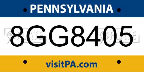 8GG8405 Pennsylvania License Plate