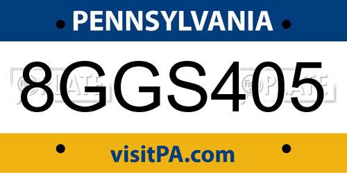 8GGS405 Pennsylvania License Plate