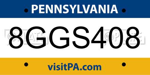 8GGS408 Pennsylvania License Plate