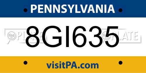 8GI635 Pennsylvania License Plate
