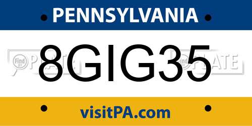 8GIG35 Pennsylvania License Plate
