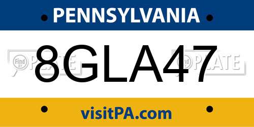 8GLA47 Pennsylvania License Plate