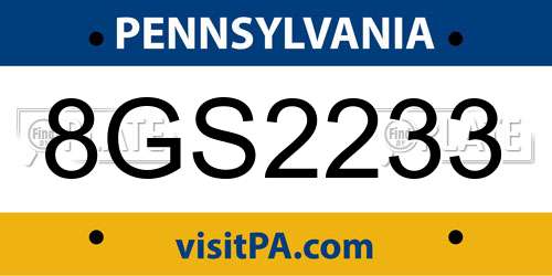 8GS2233 Pennsylvania License Plate
