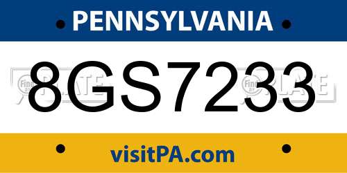 8GS7233 Pennsylvania License Plate