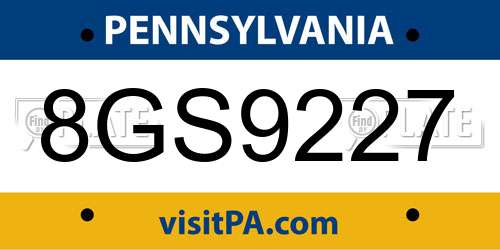 8GS9227 Pennsylvania License Plate