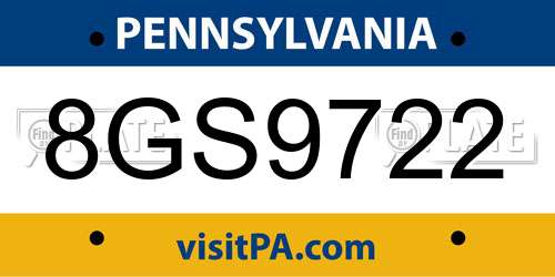 8GS9722 Pennsylvania License Plate