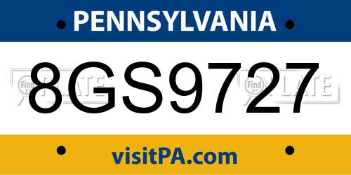 8GS9727 Pennsylvania License Plate