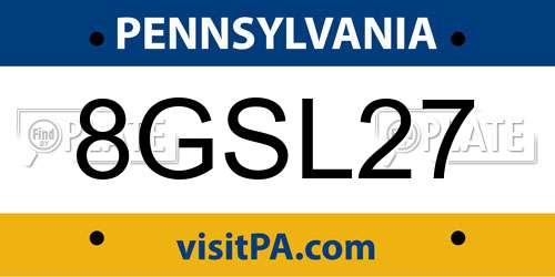 8GSL27 Pennsylvania License Plate