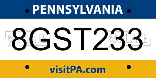 8GST233 Pennsylvania License Plate