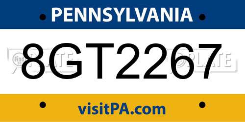 8GT2267 Pennsylvania License Plate