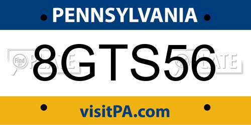 8GTS56 Pennsylvania License Plate