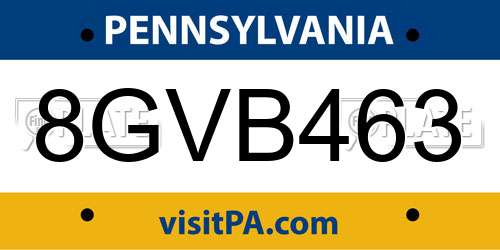 8GVB463 Pennsylvania License Plate