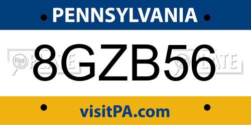 8GZB56 Pennsylvania License Plate