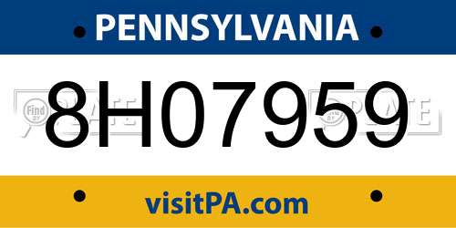 8H07959 Pennsylvania License Plate