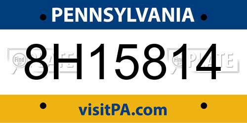 8H15814 Pennsylvania License Plate