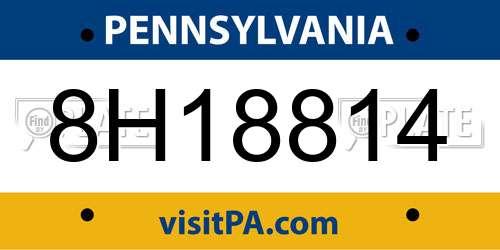 8H18814 Pennsylvania License Plate