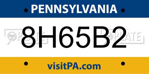 8H65B2 Pennsylvania License Plate