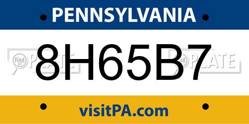 8H65B7 Pennsylvania License Plate