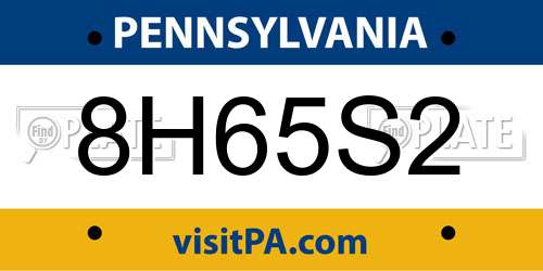 8H65S2 Pennsylvania License Plate