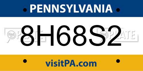 8H68S2 Pennsylvania License Plate