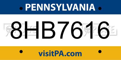 8HB7616 Pennsylvania License Plate