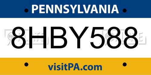 8HBY588 Pennsylvania License Plate