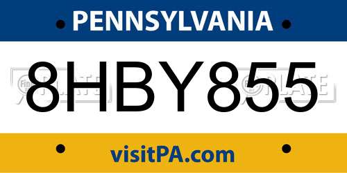 8HBY855 Pennsylvania License Plate