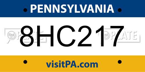 8HC217 Pennsylvania License Plate