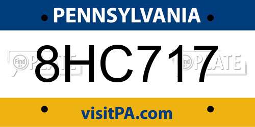 8HC717 Pennsylvania License Plate