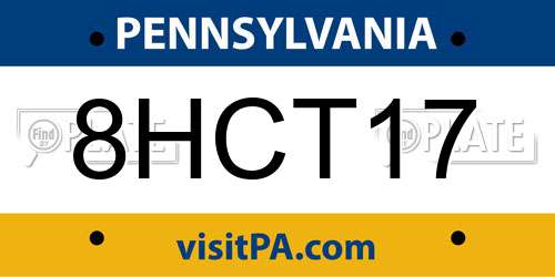 8HCT17 Pennsylvania License Plate