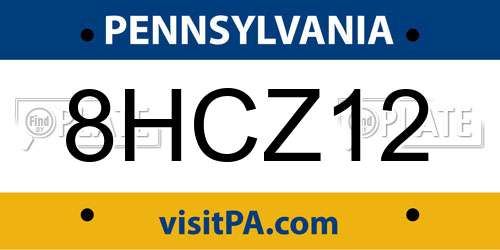 8HCZ12 Pennsylvania License Plate
