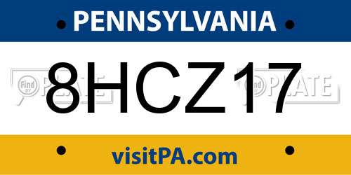 8HCZ17 Pennsylvania License Plate