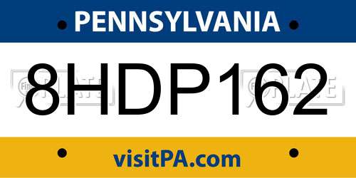 8HDP162 Pennsylvania License Plate
