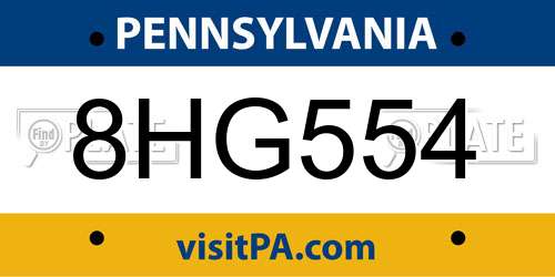8HG554 Pennsylvania License Plate