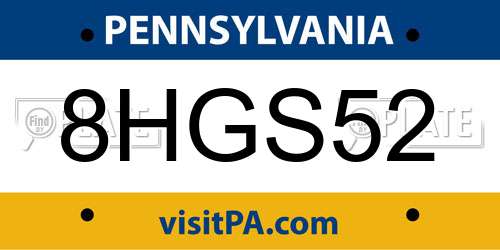 8HGS52 Pennsylvania License Plate