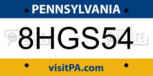 8HGS54 Pennsylvania License Plate