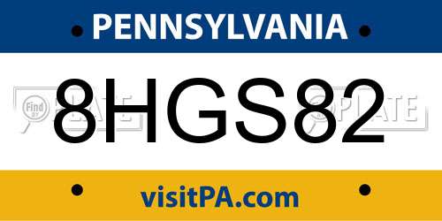 8HGS82 Pennsylvania License Plate