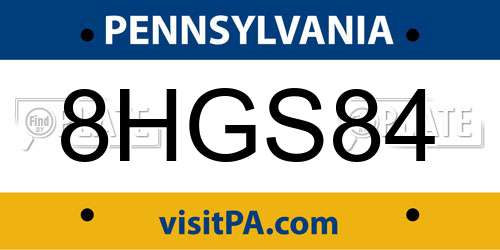 8HGS84 Pennsylvania License Plate